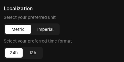 time and unit localization settings