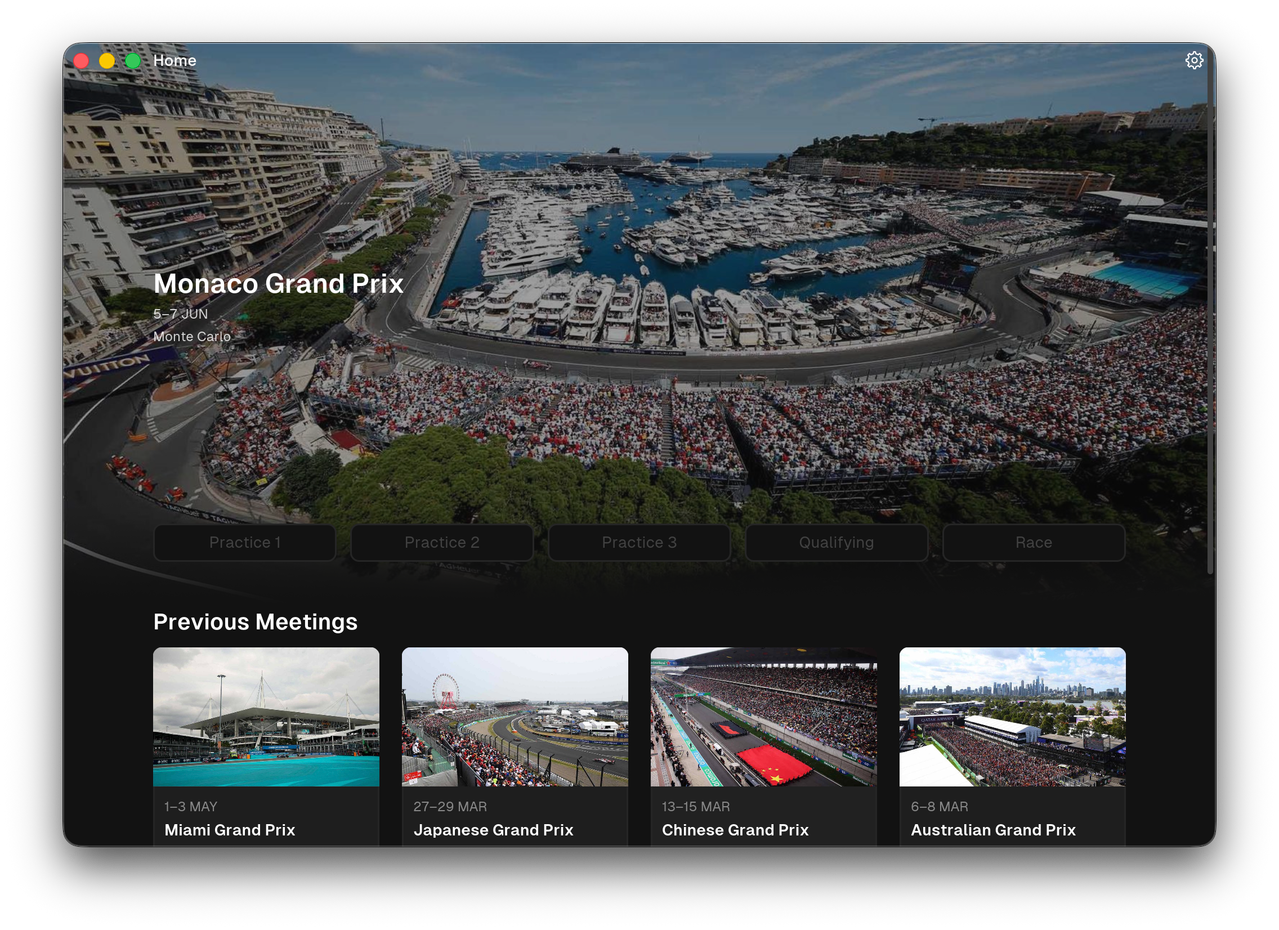 nitrous homescreen hero section showing the upcomming monaco gp